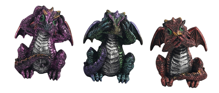 Set Of 3 Dragons - Speak, See & Hear No Evil